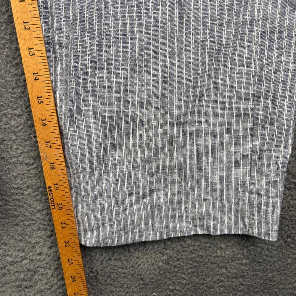 Banana Republic Womens 12 Blue White Striped Linen‎ Blend Wide Leg Crop Pants